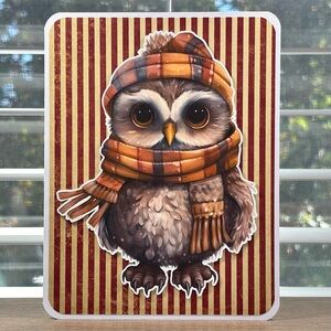 Handmade Cute Winter Owl Greeting Card